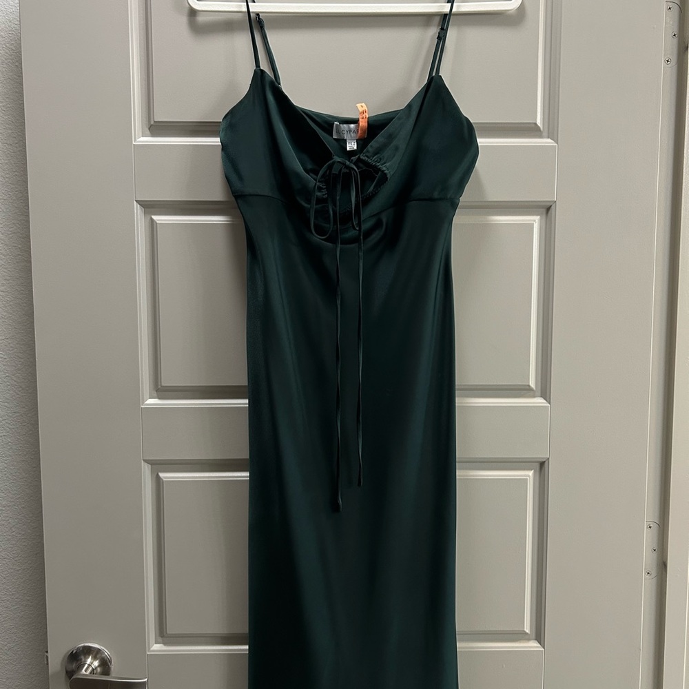 Dark Green Satin Slip Dress
